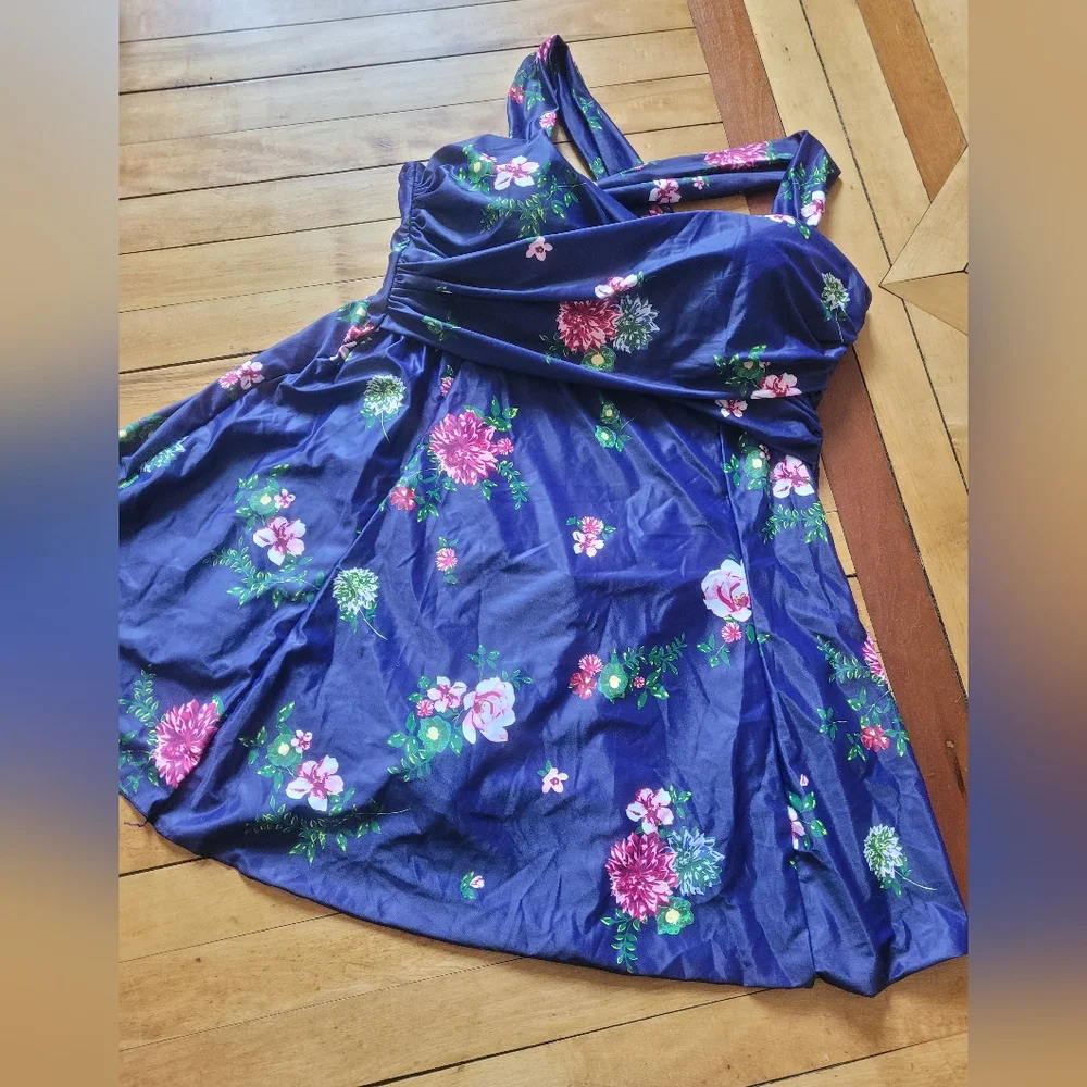 Floral Navy One-Piece Swimsuit - Picture 3 of 7